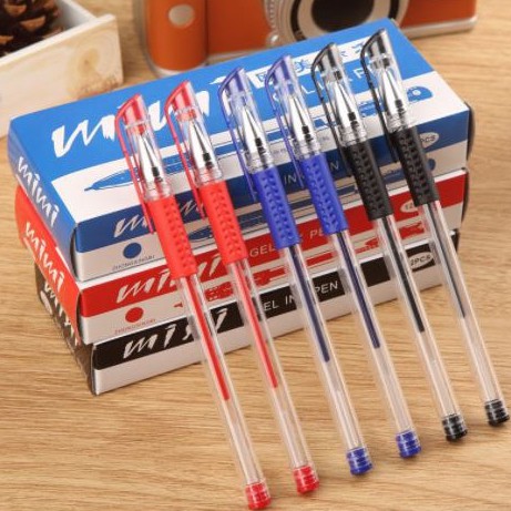 Bút bi bút nước 0.5mm cao cấp mực đều - ngòi bút xanh đen đỏ