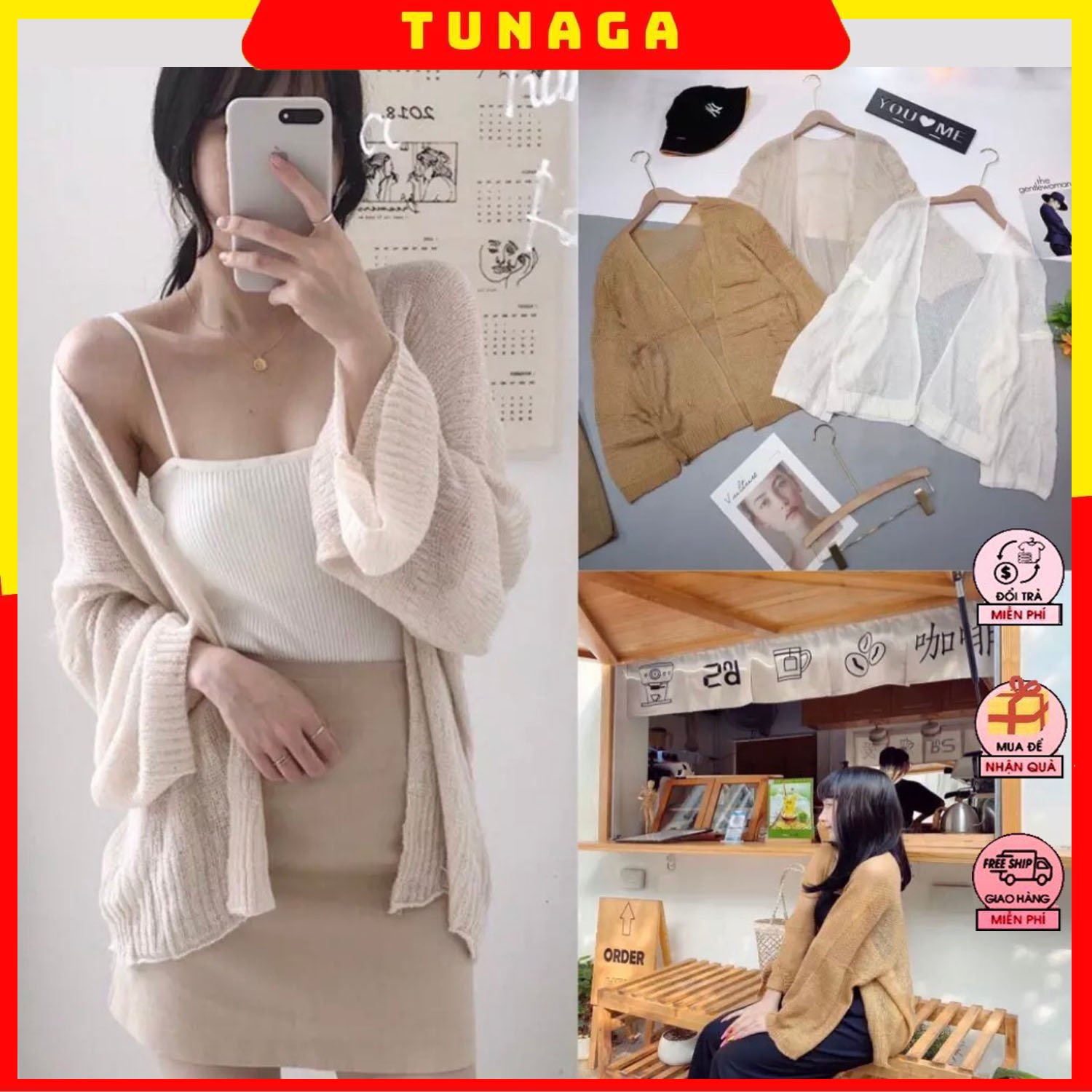 Áo Khoác Len Cardigan len mỏng phong cách Hàn Quốc CÓ kèm ảnh thật