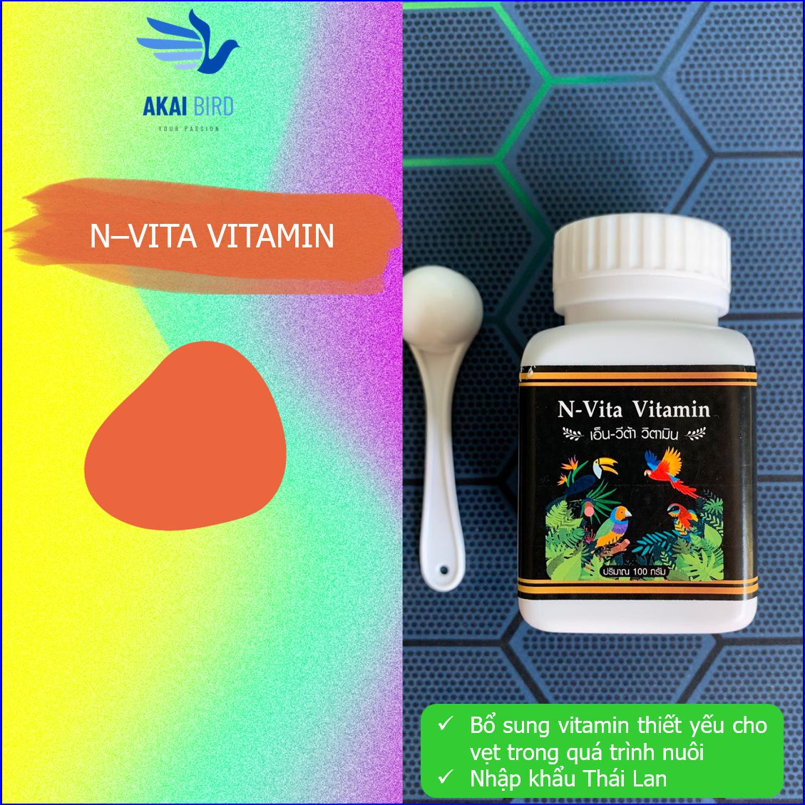 N-vita vitamin - bổ sung dinh dưỡng dành riêng cho vẹt, chim cảnh...nhập khẩu nguyên hộp thái lan