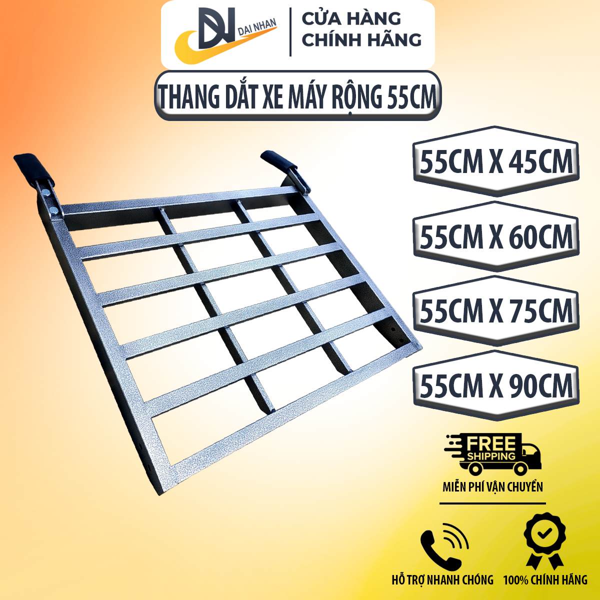 Thang dắt xe máy thông minh Đại Nhân, chất liệu thép chắc chắn, sơn tĩnh điện tải trọng lớn