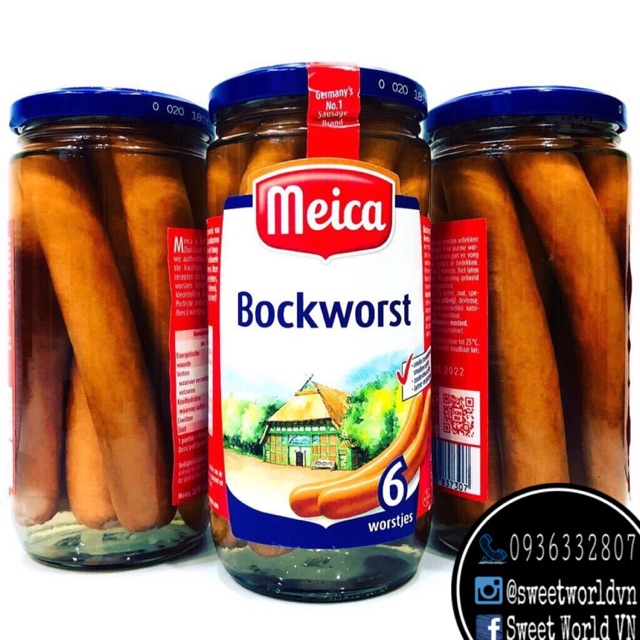 Xúc xích meica Bockworst  540g/ hủ của đức