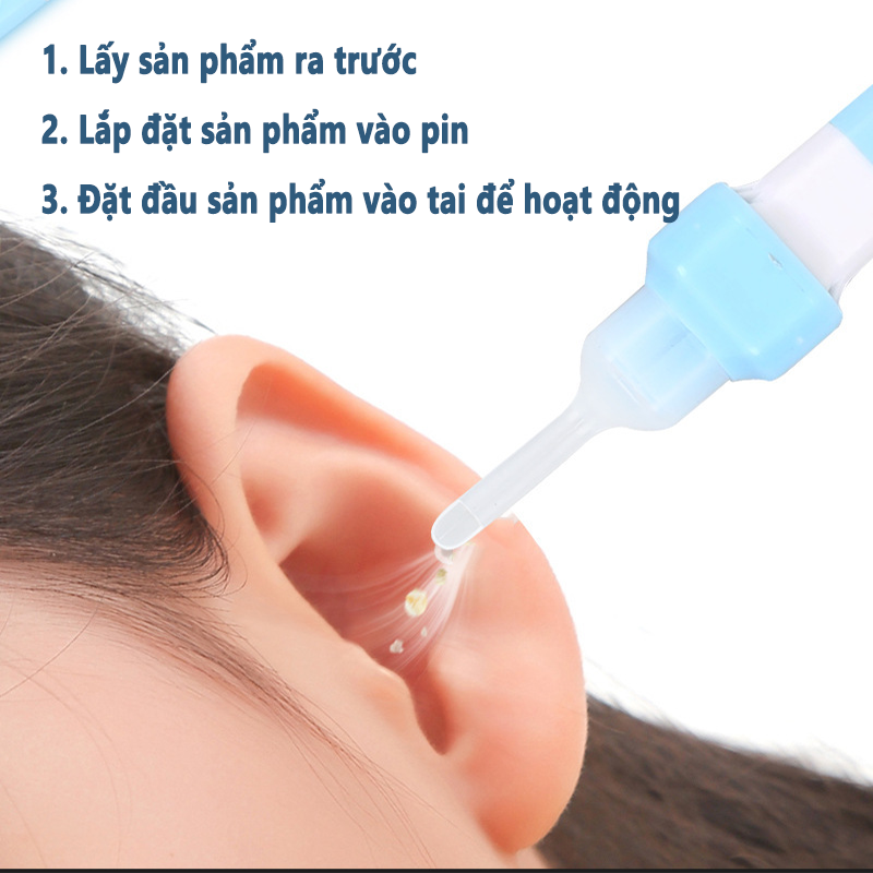 Máy Hút Ráy Tai Nhật Bản(hiệu quả hơn trong việc loại bỏ ráy tai cho bé,tặng pin , Đầu mềm*2, pin*1, bàn chải*1)Máy Hút Ráy Tai,máy hút ráy tai cho bé
