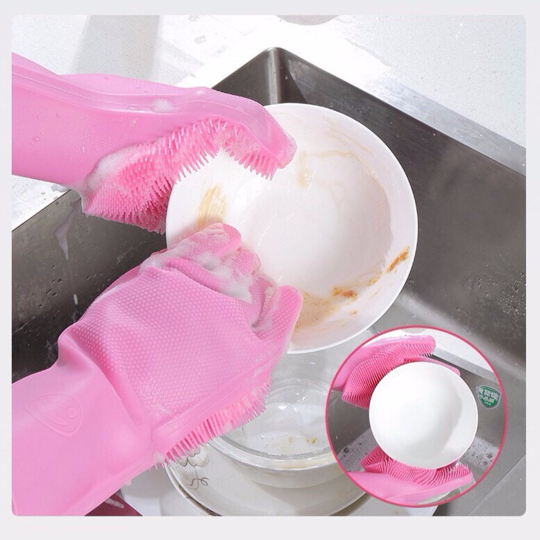 Đôi găng tay rửa chén Silicon bao tay rửa chén, lau xe, bảo vệ tay, chống nước, vệ sinh nhà cửa thân thiện với môi trường