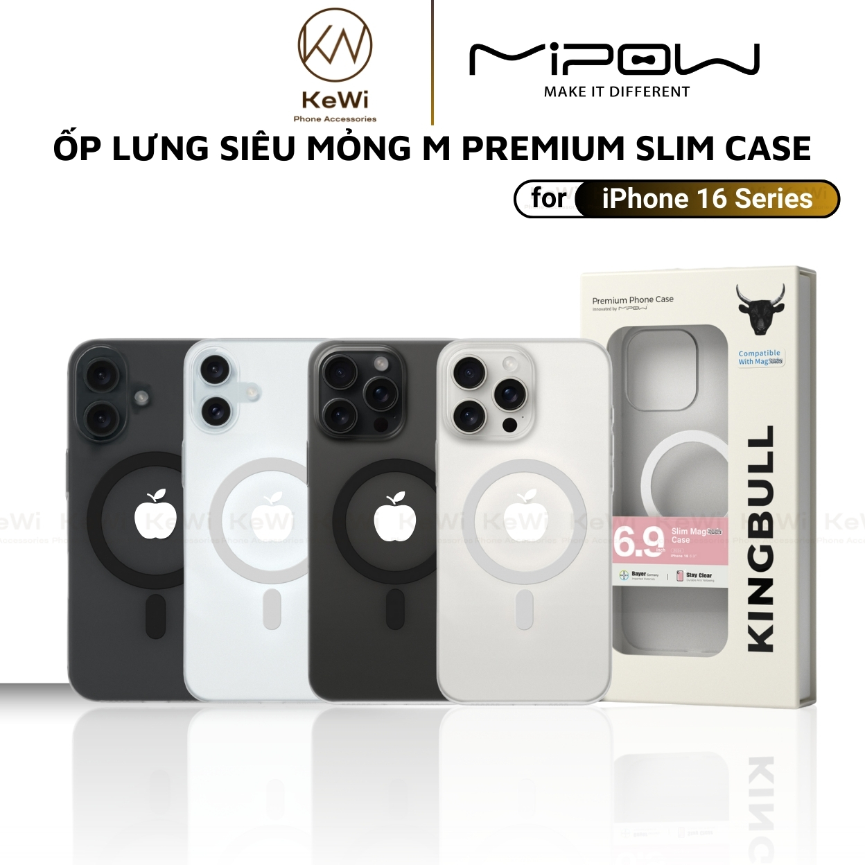 Ốp Lưng Siêu Mỏng MIPOW KINGBULL cho iPhone 16 Pro Max / 16 Pro, M PREMIUM SLIM CASE - HÀNG CHÍNH HÃNG