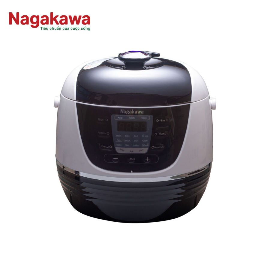 Nồi áp suất điện tử Nagakawa NAG0206, dung tích 6 lít, bảng điều khiển điện tử, tích hợp 14 chế độ nấu, chống dính an toàn cho sức khỏe, van xả thông minh, bảo hành 12 tháng