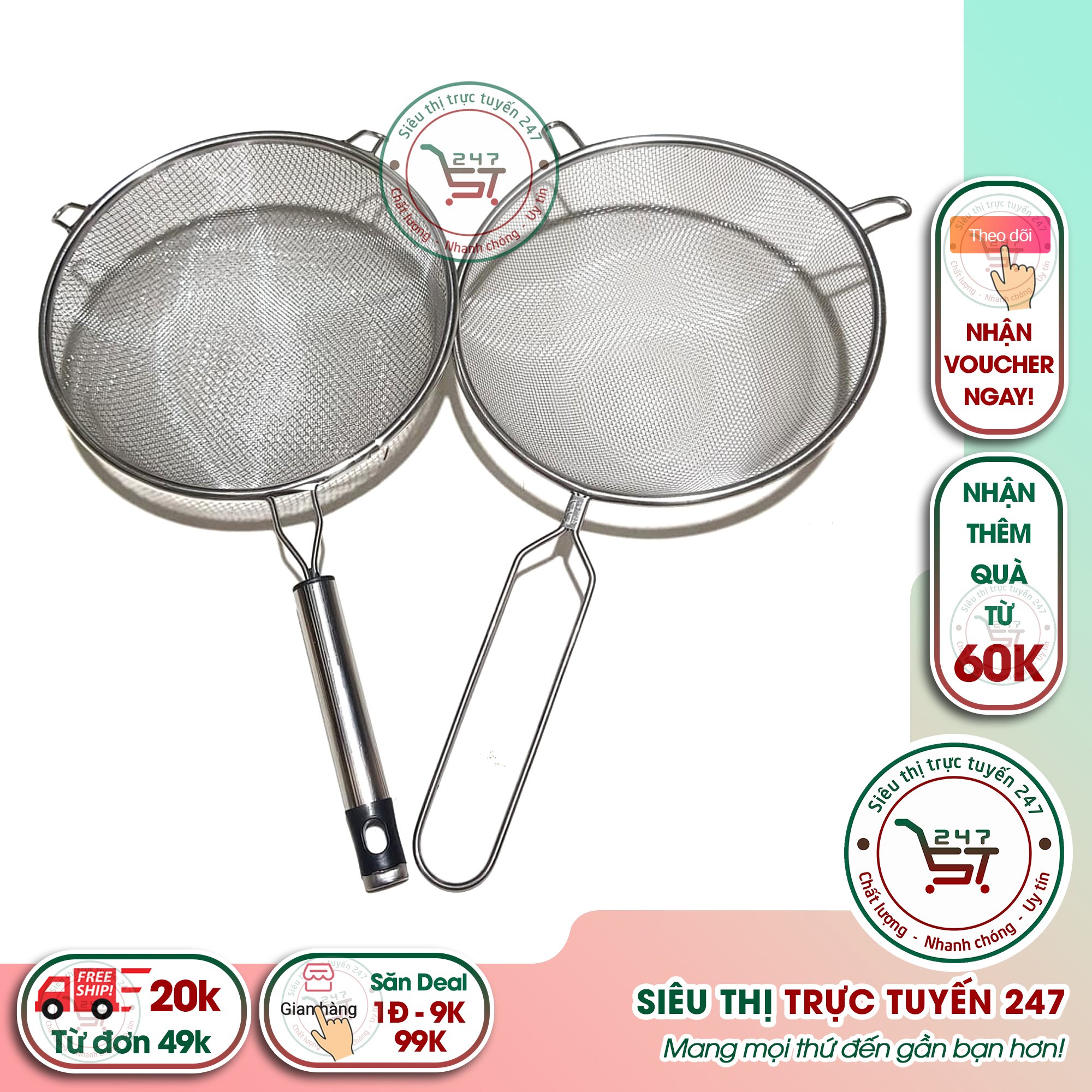 Cảo vợt inox, rây bột chất lượng giá rẻ là dụng cụ làm bánh tiện dụng không thể thiếu|Siêu thị trực tuyến 247