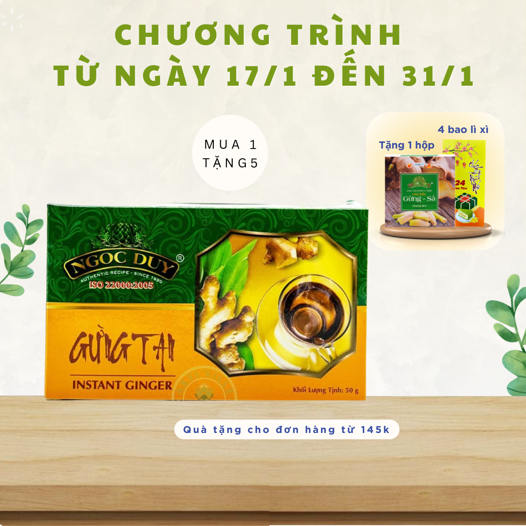 Trà gừng hòa tan hộp 10 gói x 5gr