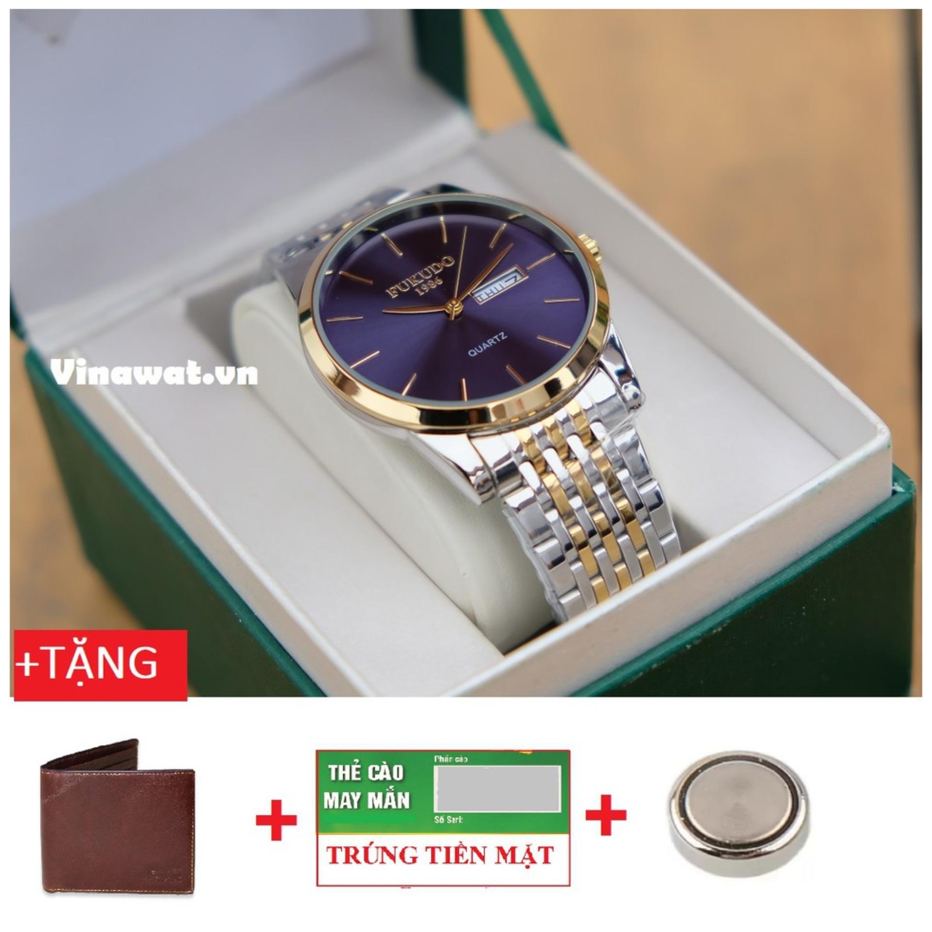 Đồng Hồ Nam FUKUDO NB86 Mặt Xanh độc đáo, dây thép không Gỉ Cao Cấp Chính Hãng . [ Thương hiệu Việt, chất lượng Nhật ]
