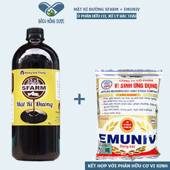 [HCM]Bộ Đôi Mật Rỉ Đường SFARM và Vi Sinh Emuniv Dùng Để Nuôi Cấy Vi Sinh Ủ Phân Bón Rác Thải Hữu Cơ Đậu Nành Phân Cá