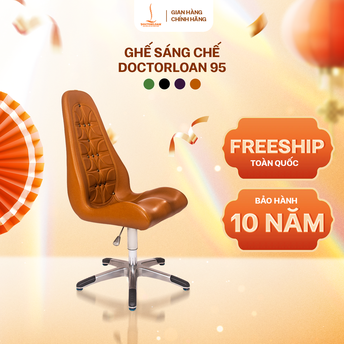 Ghế sáng chế DOCTORLOAN 95 chống gù vẹo cột sống, giảm thoát vị đĩa đệm, đau lưng, đau cổ vai gáy.