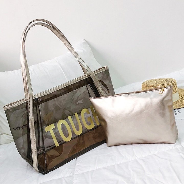 Túi Xách Nữ Đeo Vai, Nhựa PVC Trong Suốt, Kèm Túi Nhỏ Bên Trong