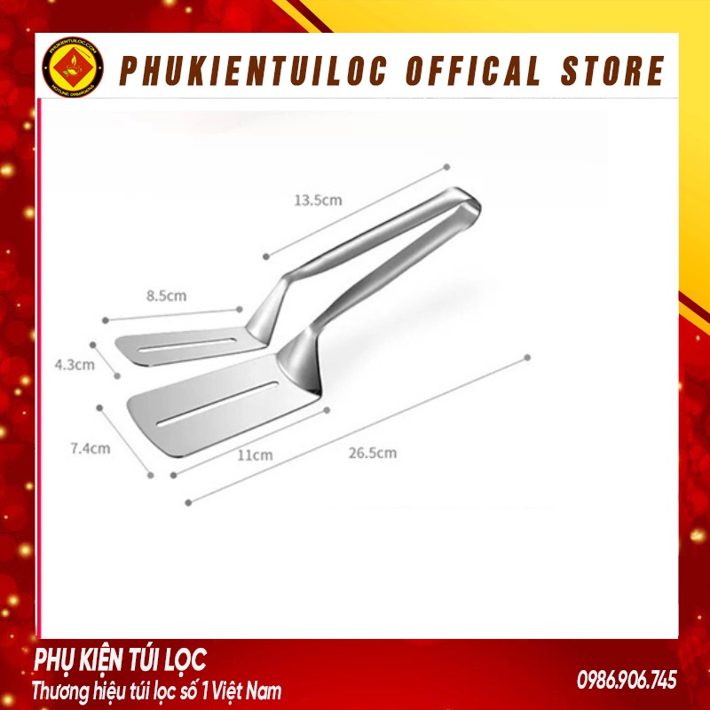 Kẹp inox 304 gắp nóng thức ăn bằng inox, chiên xẻng nướng, gắp đồ nóng như bít tết, cá rán, thịt nướng