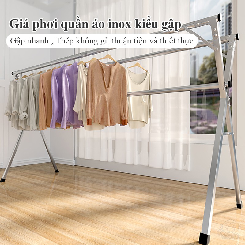 [GIÁ SỐC]Giàn phơi, Sào Phơi Đồ NHẬT BẢN Thông Minh Chất Liệu Inox, Có Thể Gấp Gọn, Kéo Giãn Chiều Dài 1m6 và 2m4