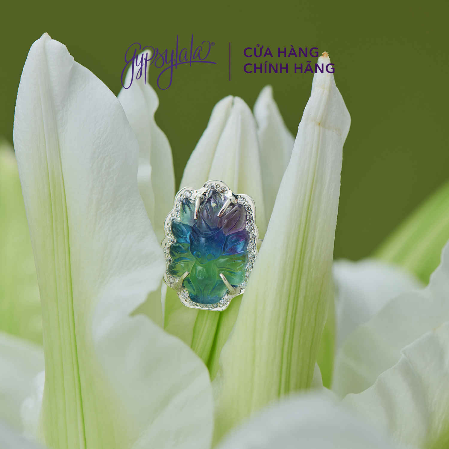 Nhẫn hồ ly đá fluorite thiên nhiên may mắn sp003681 gypsy.lala