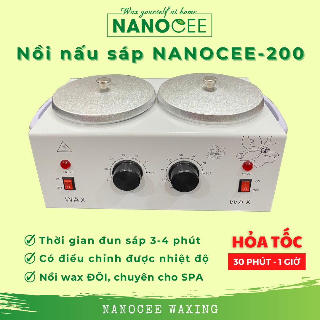 Nồi nấu sáp wax đôi nanocee-200 công suất lớn 200w đun sáp nhanh