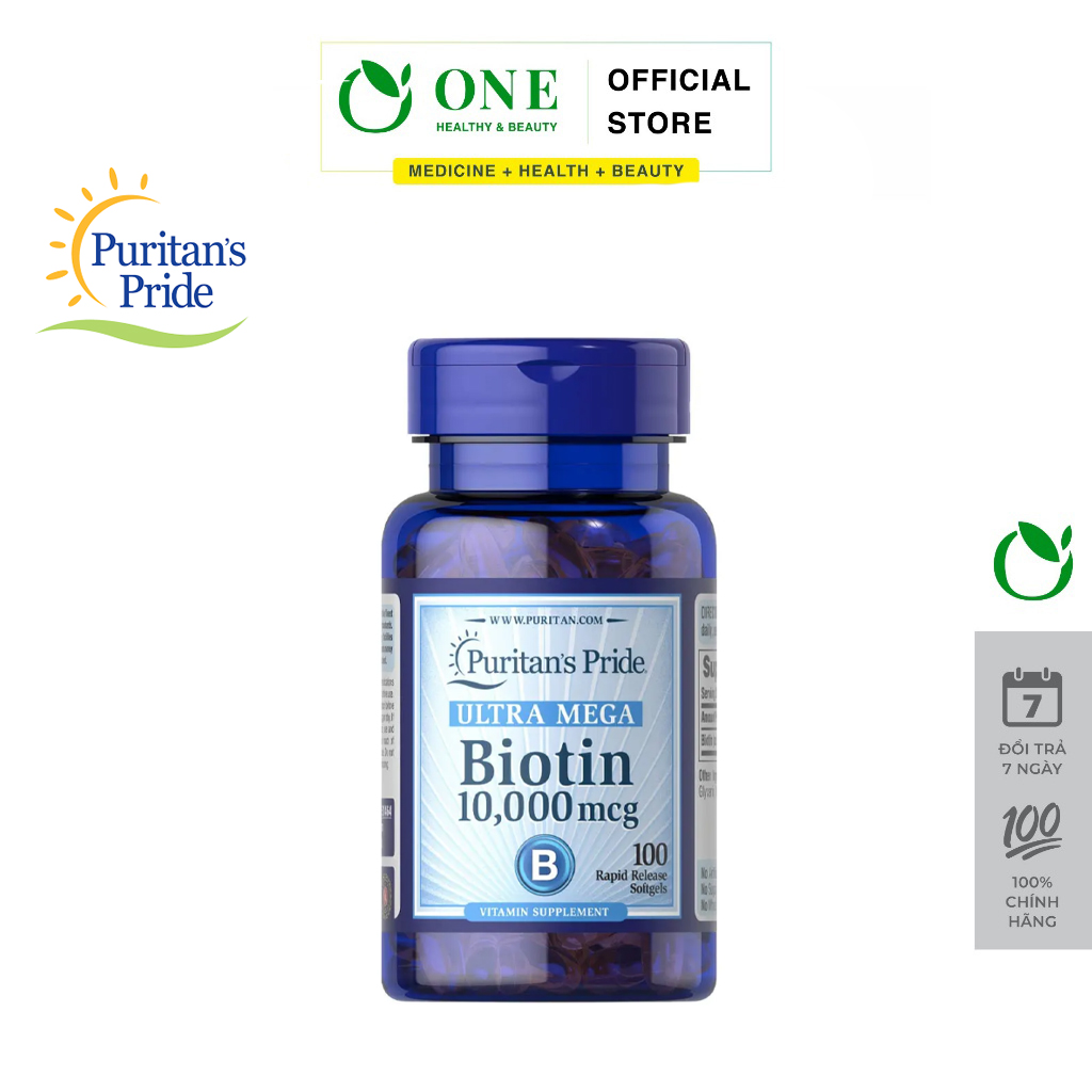 Viên uống mọc tóc Puritan's pride Ultra Mega Biotin 10.000mcg 100 Viên