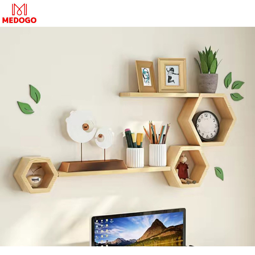 Bộ kệ gỗ treo tường trang trí, kệ trang trí Medogo, decor phòng ngủ, phòng khách,bộ thanh gỗ treo tường