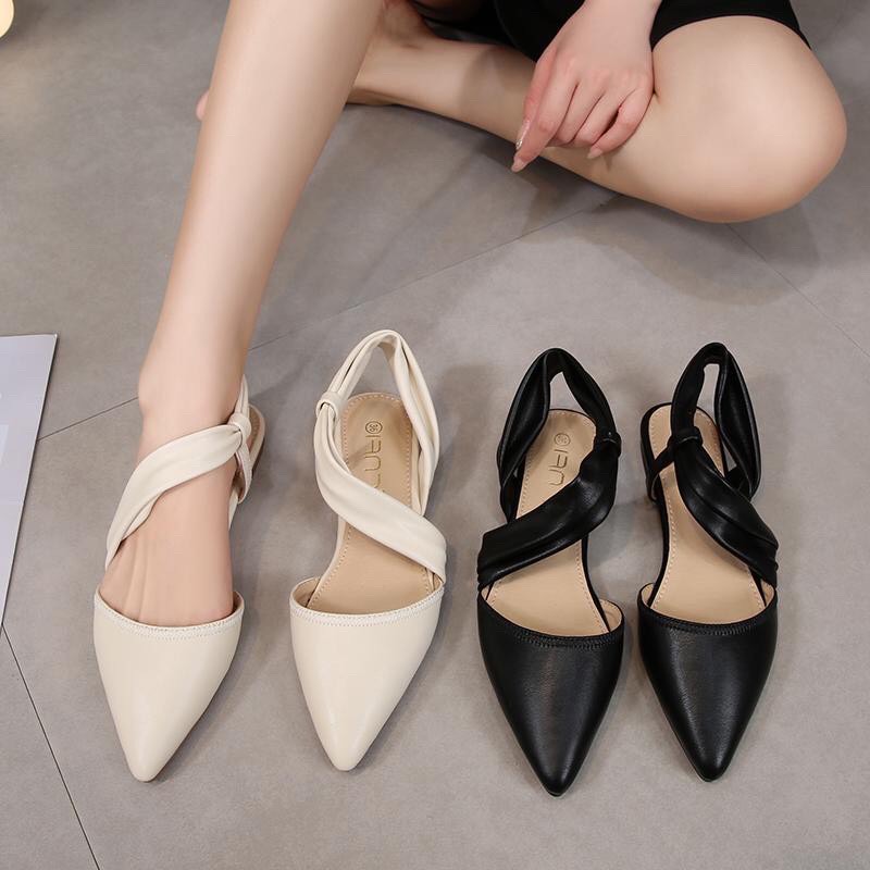 Giày bệt quai ngang DHB12, giày nữ kiểu dáng Hàn Quốc 2 cm