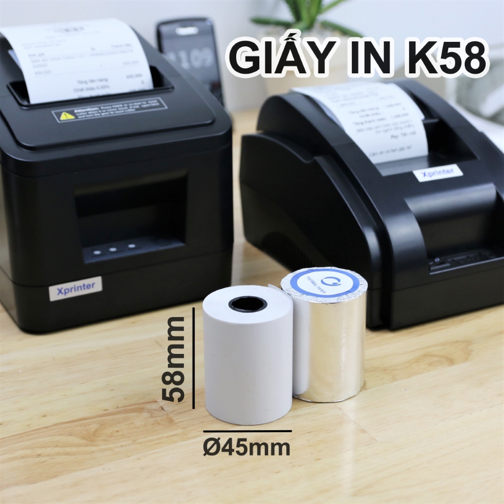[HCM]Giấy in Hóa Đơn in Bill K58 K58x45 - Giấy in nhiệt khổ K57 - 57mm dùng cho máy POS bán hàng