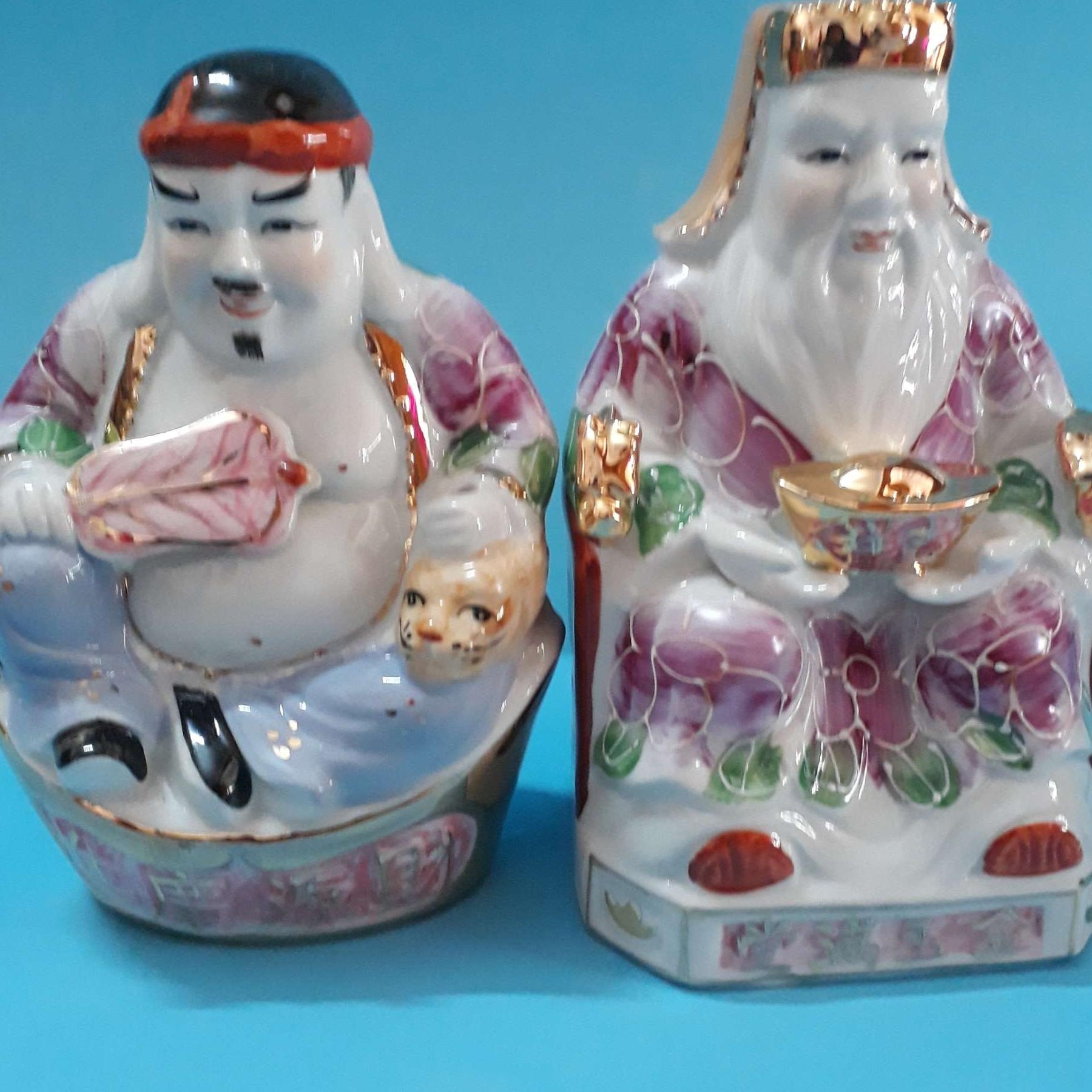 Bộ tượng Thần Tài Ông Địa sứ đẹp cao 16 cm