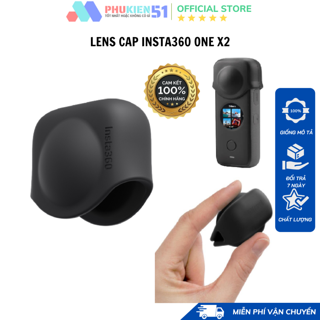 Lens Cap - nắp ống kính cao su Insta360 One X2 mềm mại dẻo dai chống bụi, va đập