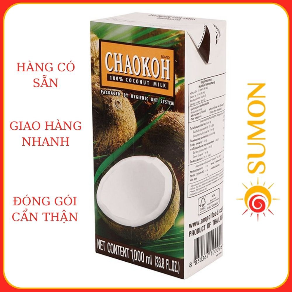 Nước cốt dừa thai lan CHAOKOH cốt dừa Shop SUMON Hộp 1 Lít hàng chính hãng