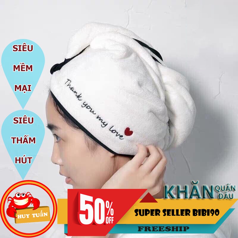Khăn trùm đầu lau khô tóc siêu nhanh, khăn quấn ủ tóc mau khô siêu hút nước