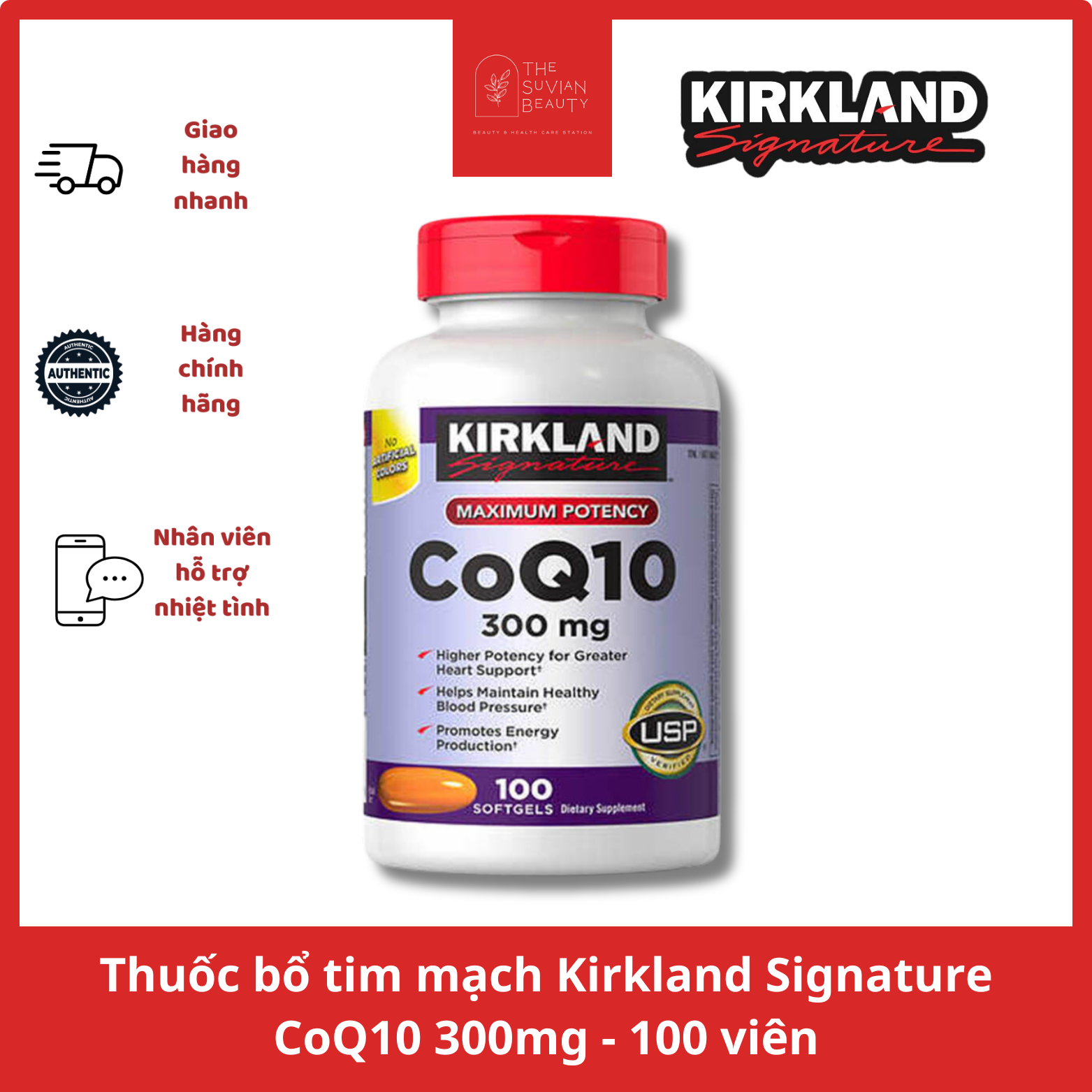 Thuốc bổ tim mạch Kirkland Signature CoQ10 300mg - 100 viên
