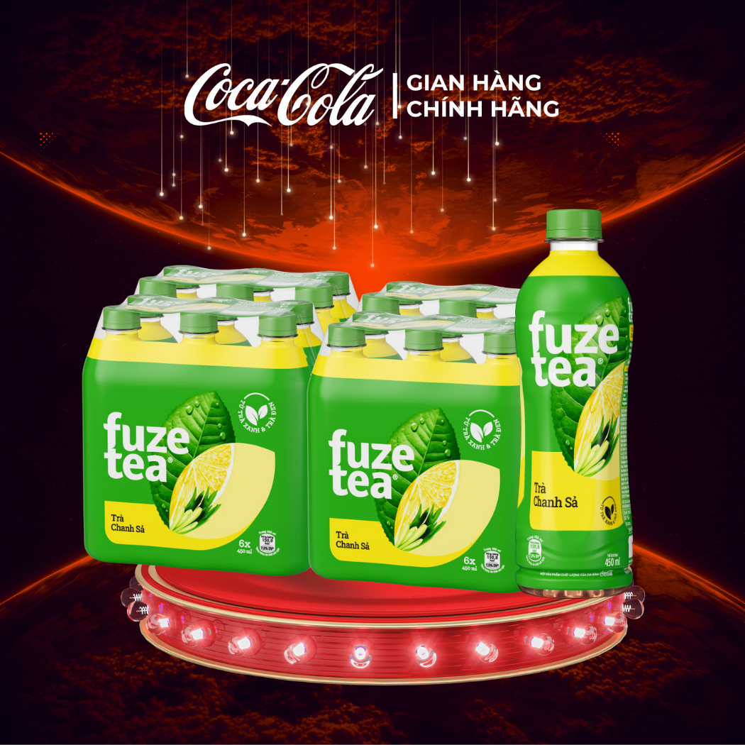 [SIÊU SALE ] Lốc 24 Chai Trà Fuze Tea Chanh Với Sả Chai 450ml/Chai Sale 8.8 Coca-Cola Chính Hãng_LD
