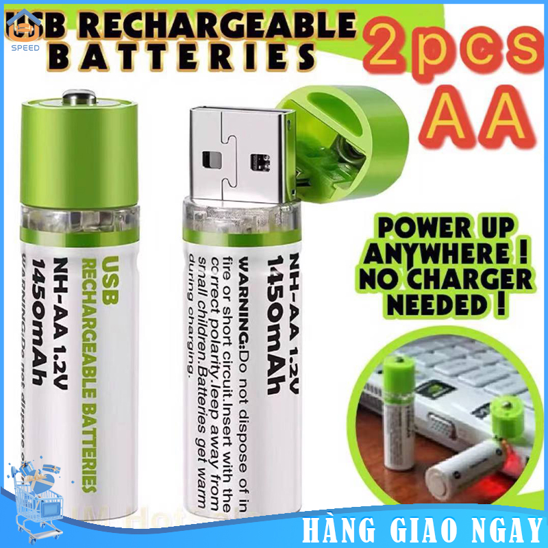 Pin sạc aa tự sạc qua cổng usb - 2 pin aa usb sạc 1450mah không cần sạc