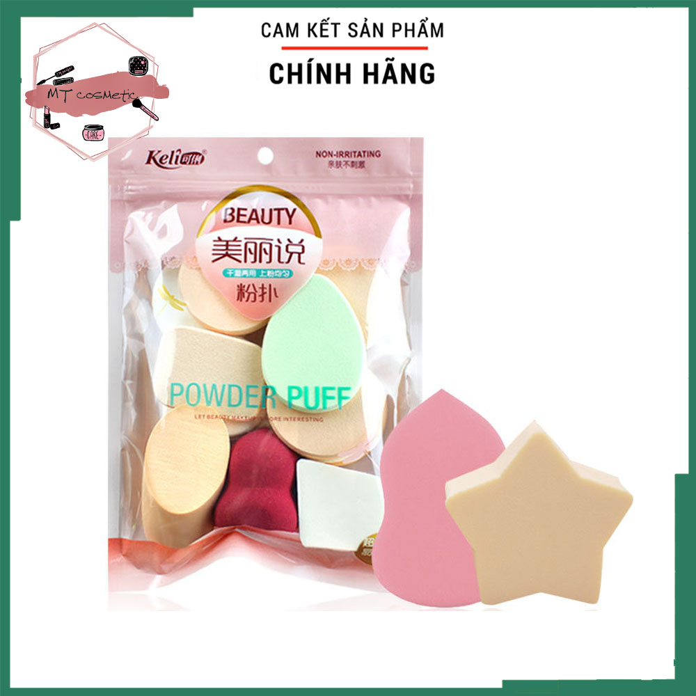 [FREE SHIP] Set 13 bông mút trang điểm dặm phấn chính hãng KELI - Mút tán kem nền