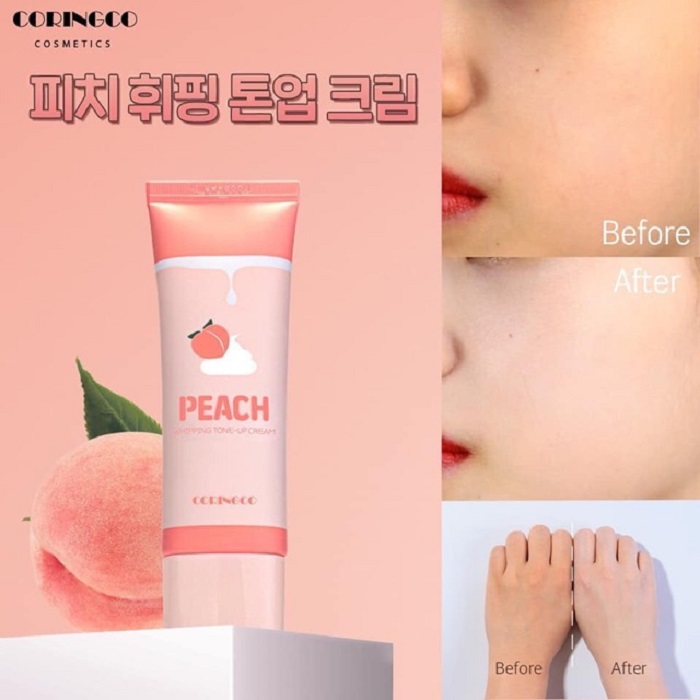 [Kem Đào] Dưỡng ẩm, nâng tông da trắng hồng CORINGCO PEACH WHIPPING TONE-UP CREAM [Macco] - Hàng chính hãng