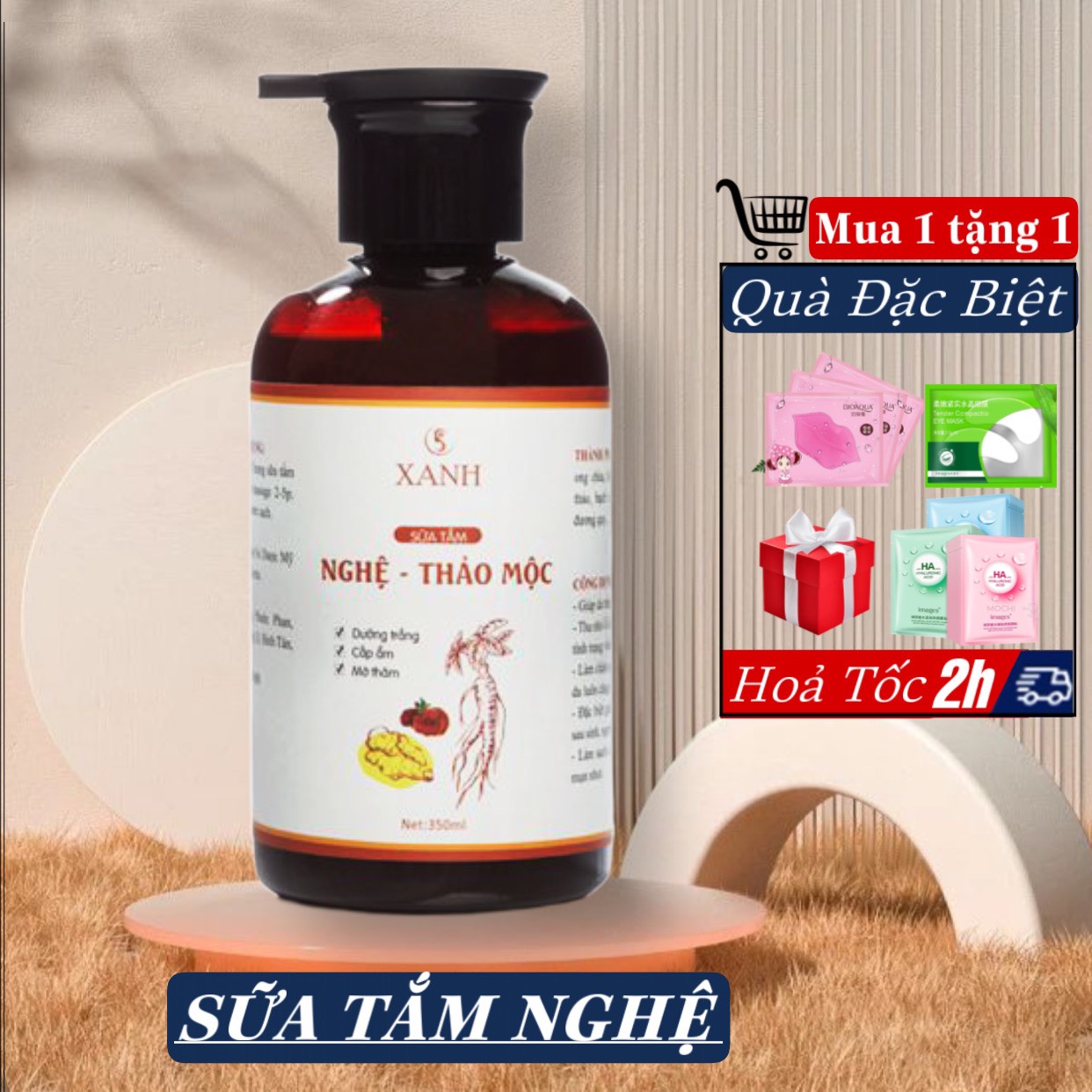 Sữa tắm nghệ trắng da ngừa mụn lưng cấp ẩm, sữa tắm thảo mộc thiên nhiên an toàn cho da nhạy cảm