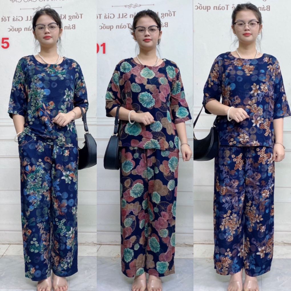 Bộ lanh 3d trung niên - bộ lanh quần dài tay lỡ cho mẹ cho bà