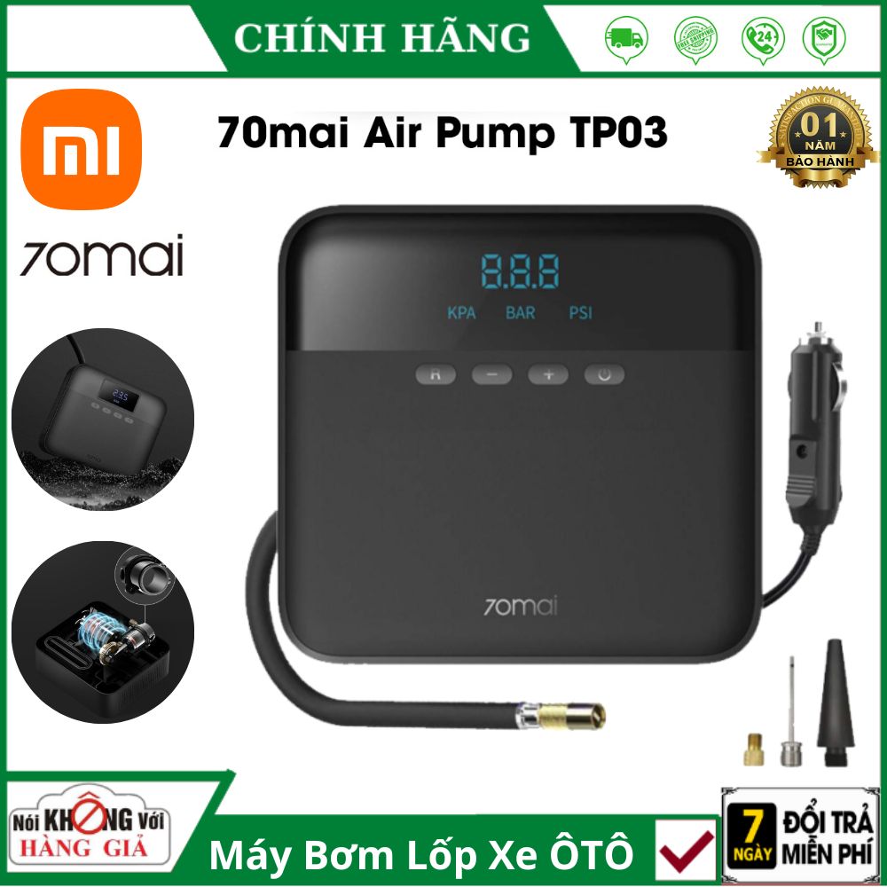  Máy Bơm Lốp Ô Tô Xe Hơi Mini Xiaomi 70MAI TP03 Đa Năng Thiết Kế Nhỏ Gọn Tính Cơ Động Cao Bơn Được Tất Cả Các Lốp Ròng Xe cực Nhanh Siêu Bền Màn Hình Hiển Thị Kỹ Thuật Số Gúp Bạn Bơm Chính Xác Áp Suất Chuẩn 