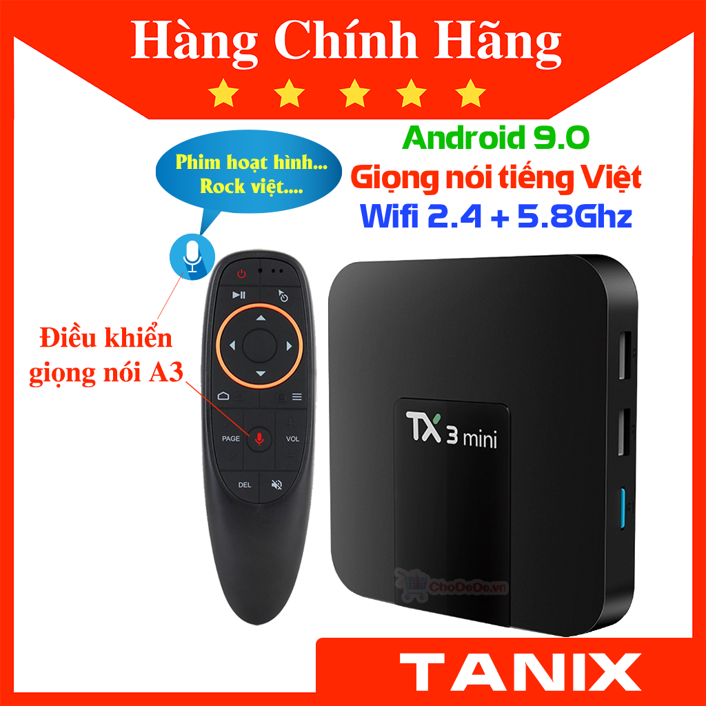 Combo Tanix TX3 Mini 2020 + Điều khiển tìm kiếm giọng nói A3 - WiFi 2 băng tần - Bluetooth - Android 9.0 Ram 2GB ROM 16GB