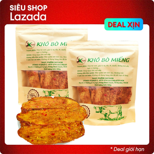 KHÔ BÒ MIẾNG LOẠI  ĐẶC BIỆT SK FOOD - 100% LÀM TỪ THỊT BÒ