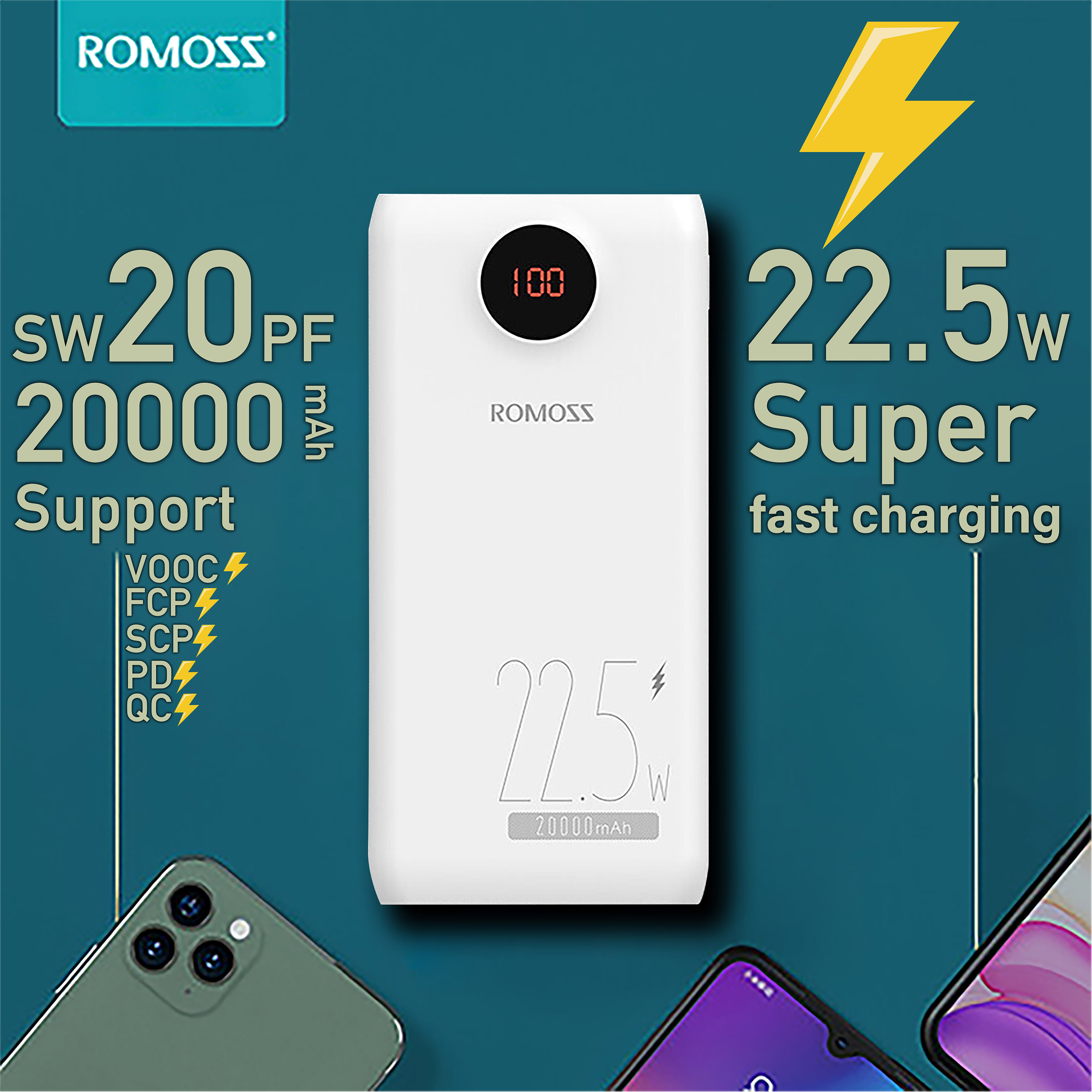 Pin sạc dự phòng romoss 20000mah 22.5w - hàng chính hãng