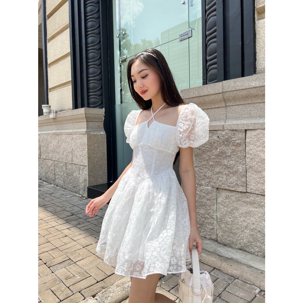 ✿ Somee studio ✿ Muse dress ✿ Váy tơ kính in hoa tay bồng