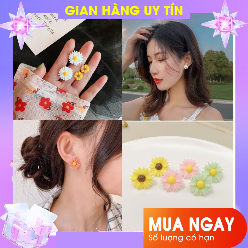 [HOT] 1 cặp Bông Tai Hoa Cúc Bạc S925 cực xinh