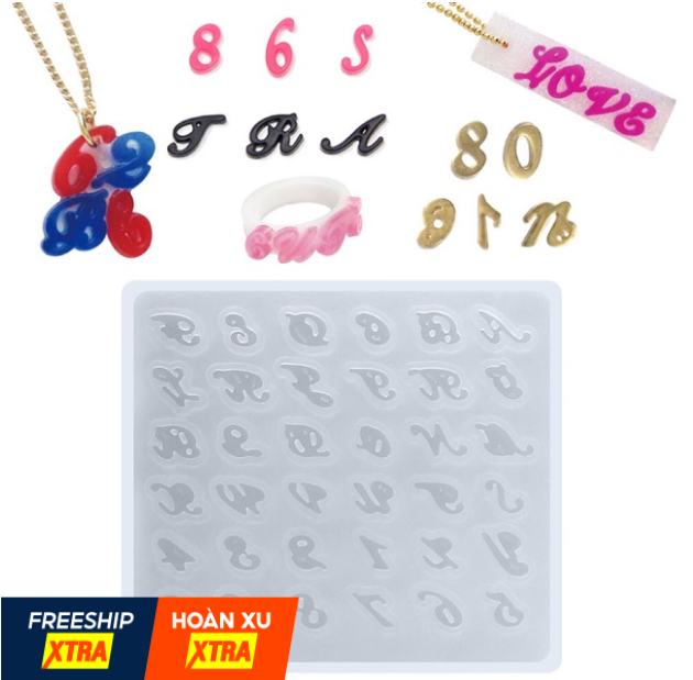 Khuôn Silicone Đúc Keo Epoxy Resin Hình Chữ Mini Cách Điệu, DIY Resin Handmade - Trường Thịnh Sài Gòn