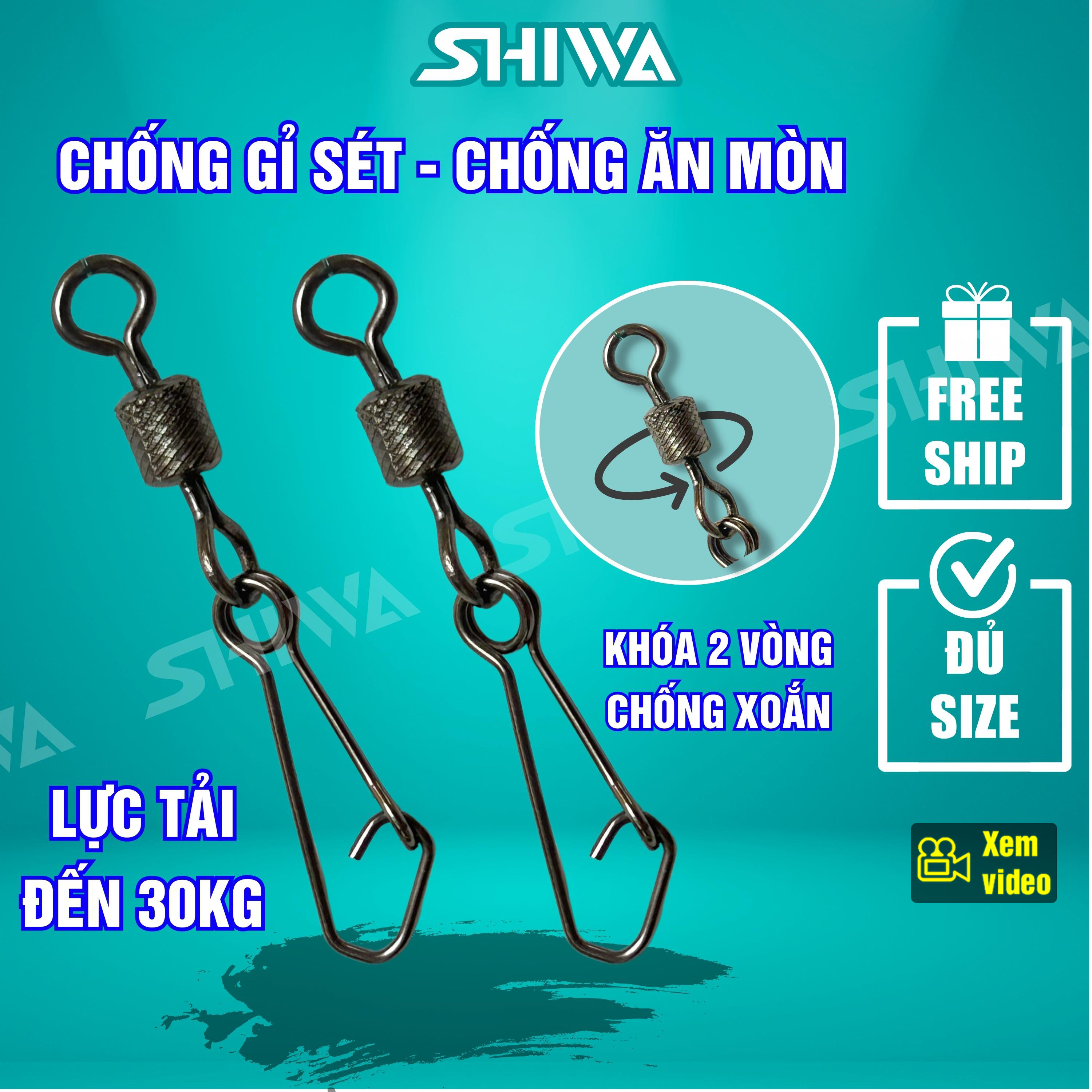 Khóa Link Câu Lure, Khóa Lure  CAO CẤP CHỐNG XOẮN Không Rỉ - Ma Ní Câu Cá 2 Vòng Tải 30Kg, Phụ Kiện Đồ Câu SHIWA