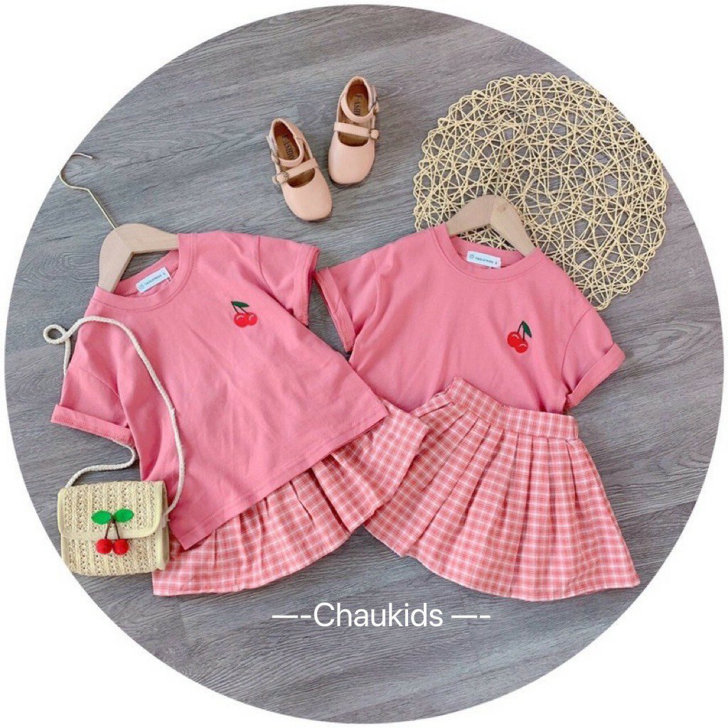 SET ÁO CHERRY KÈM CHÂN VÁY CARO (10-20KG)