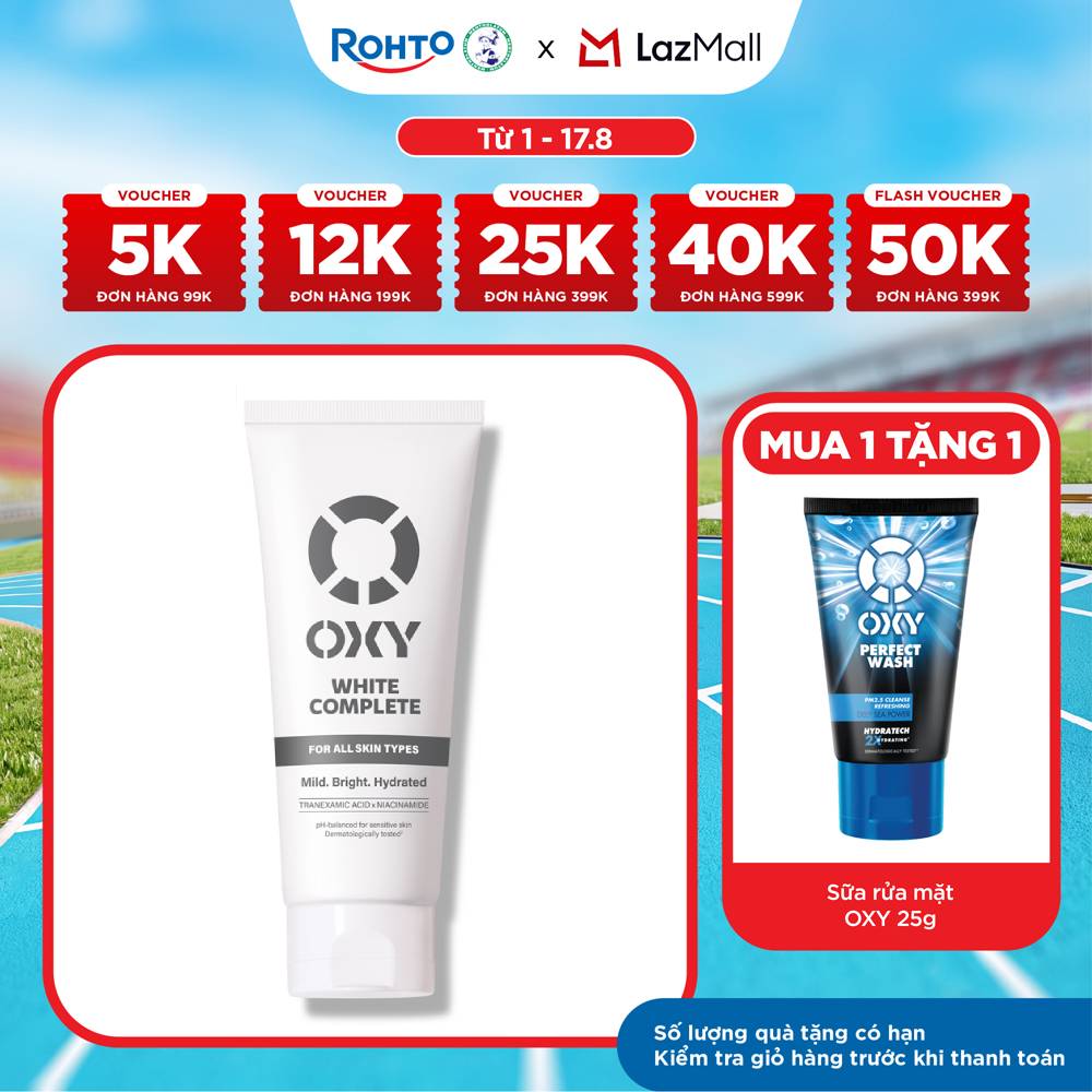 Sữa rửa mặt cho nam OXY sạch dịu nhẹ, sáng da OXY White Complete 100g