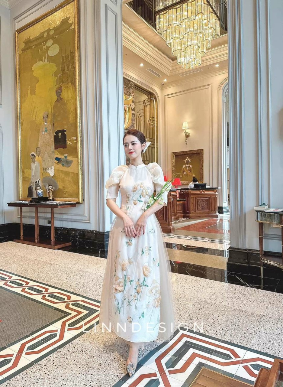 Áo Dài Truyền Thống [H&H] Áo Dài Cách Tân May Sẵn Vải Tafta Cao Cấp Kèm Chân Váy Mềm Mại Dịu Dàng