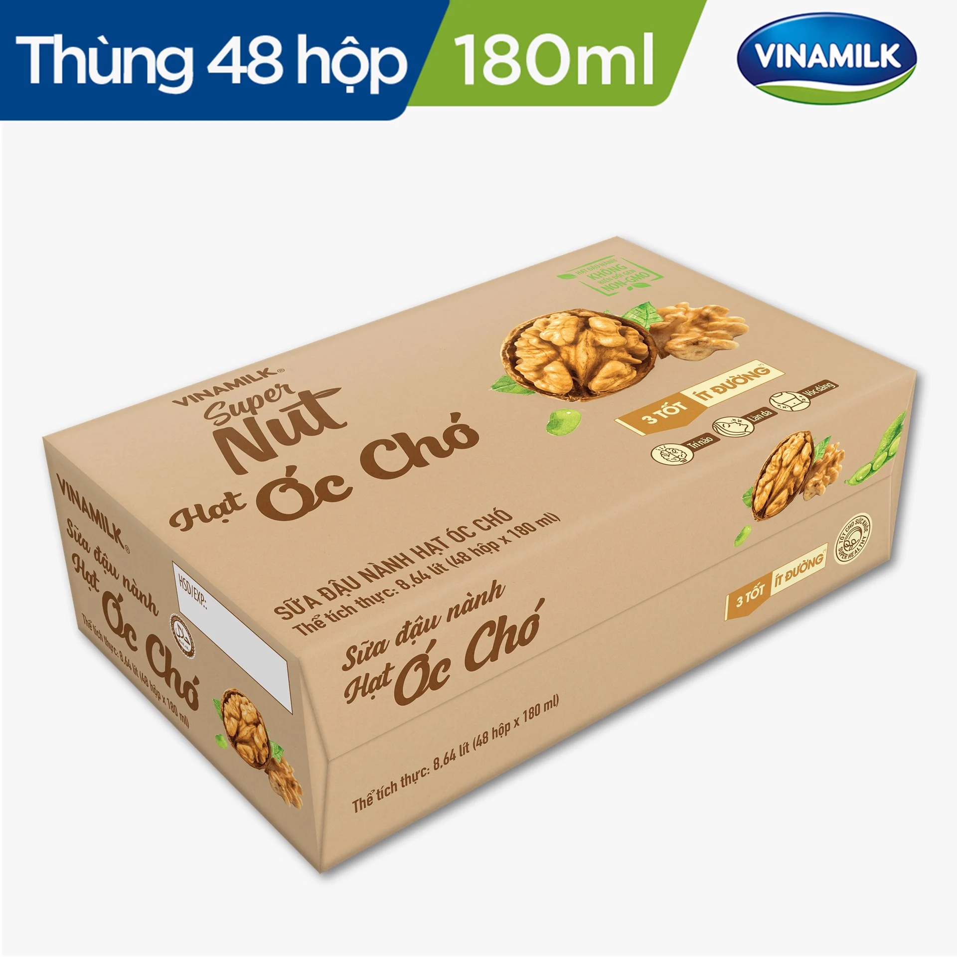 Combo 6 lốc sữa đậu nành vinamilk hạt óc chó - lốc 4 hộp x 180ml