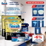 Combo 2 Viên rửa chén Finish Ultimate 18 viên + Nước làm bóng Finish 500ml + Muối rửa chén Finish 1kg