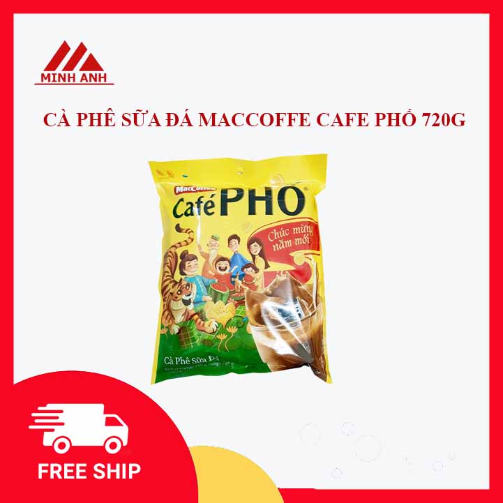 Cà phê sữa đá maccoffee cafe phố 720g , cà phê hòa tan, cà phê phố sữa đá, bách hóa minh anh