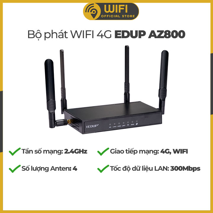 Bộ phát Wifi 4G công nghiệp Edup AZ800 Wifi Router 300Mbps