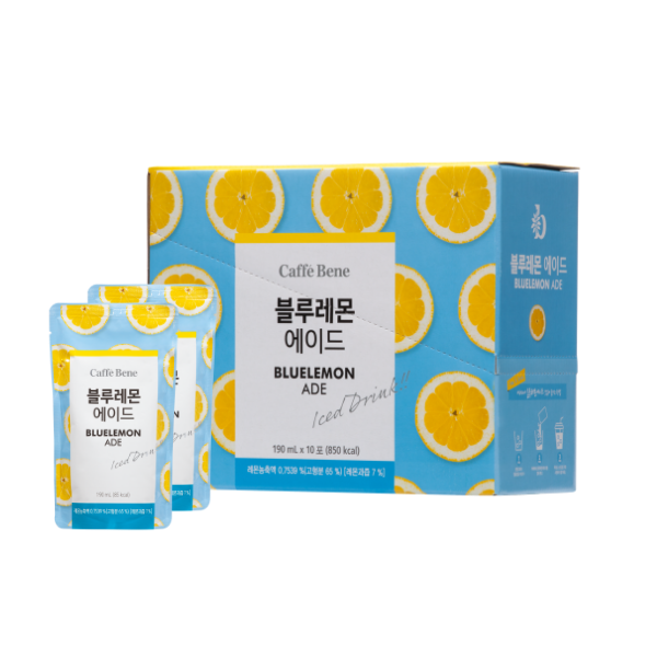 Trà chanh xanh caffebene bluelemon ade ice drink - hộp 10 gói x 190ml/gói - ilikekfood